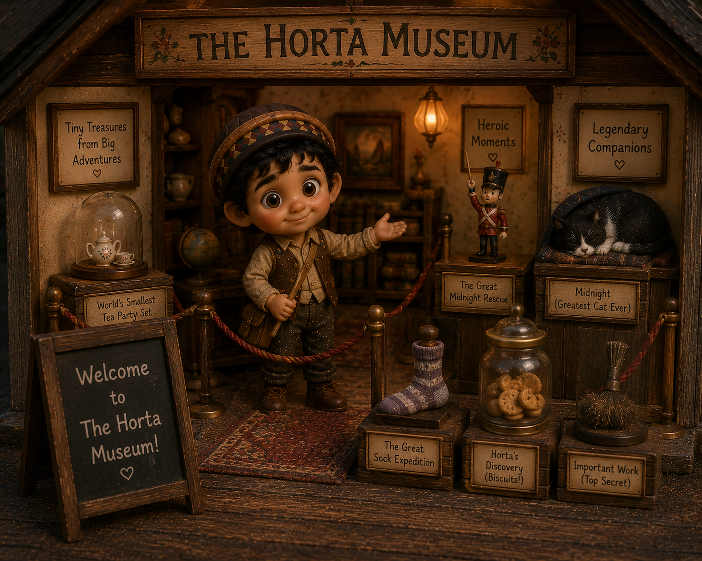 Horta welcoming visitors to his tiny museum