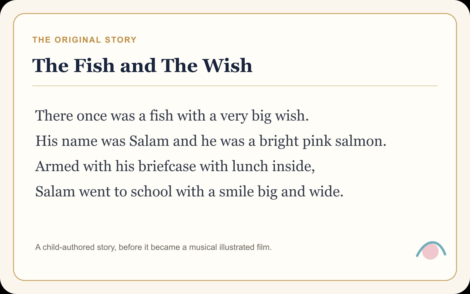 Nell's original handwritten story presented as a clean manuscript card